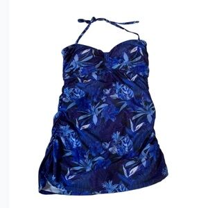 Simply Fit Turkish Sea print bandeau one piece swimsuit Size Medium New